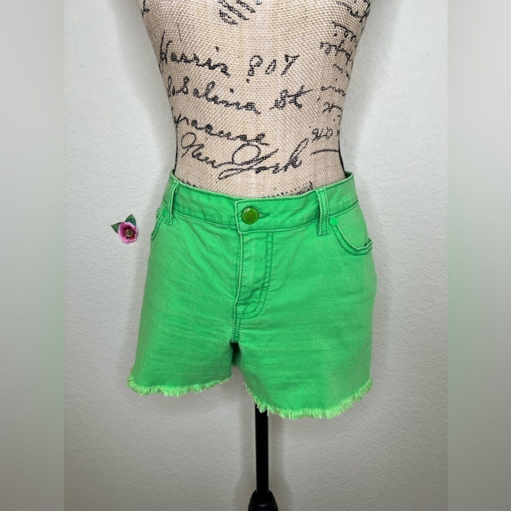 Jessica Simpson Forever Low Rise Lime Green Cutoff Denim Shorts Size 30